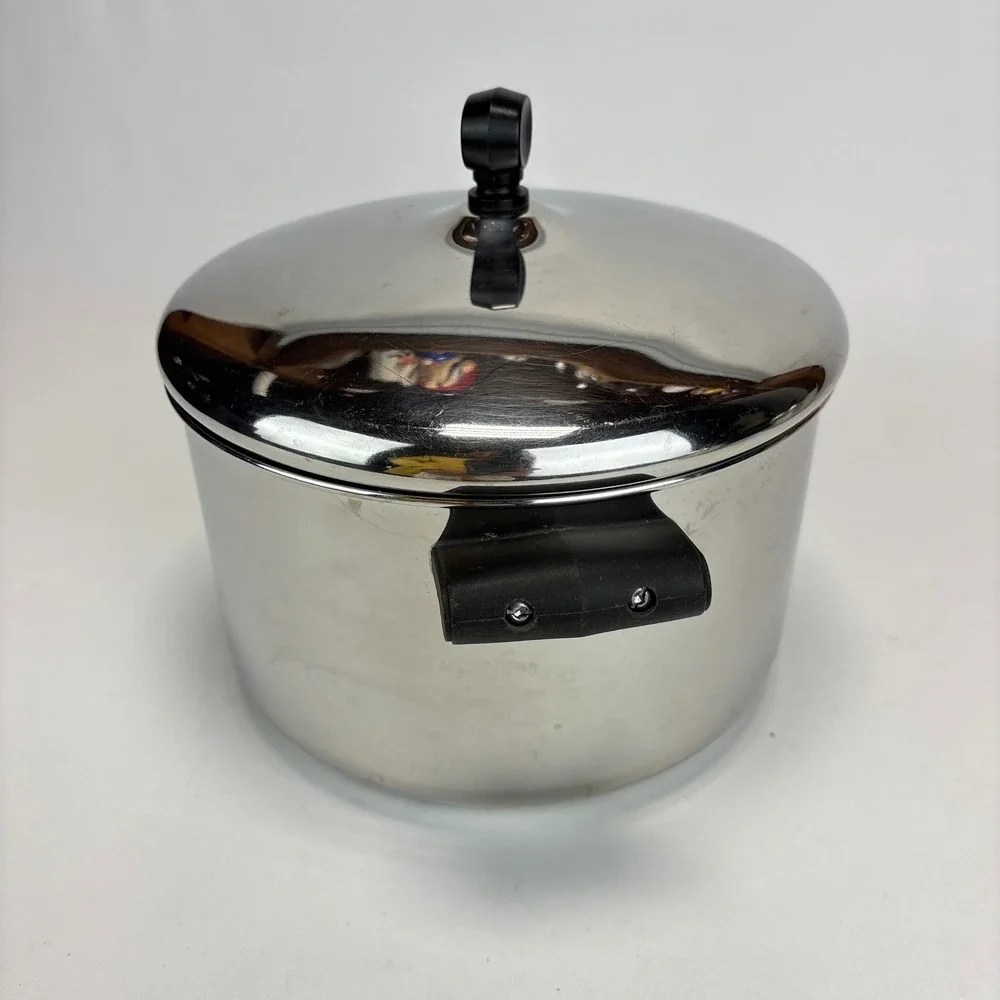 Farberware Stockpot 4QT VTG USA‎ Silver Stainless Steel Aluminum Clad With Lid